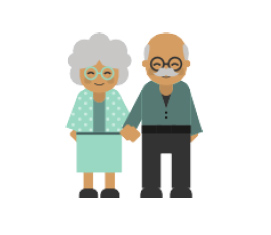 Dibujo de una pareja de ancianos cogidos de la mano