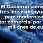 Imagen con el texto "El Gobierno convoca tres líneas de ayudas para modernizar el sector comercial por 104 millones de euros"
