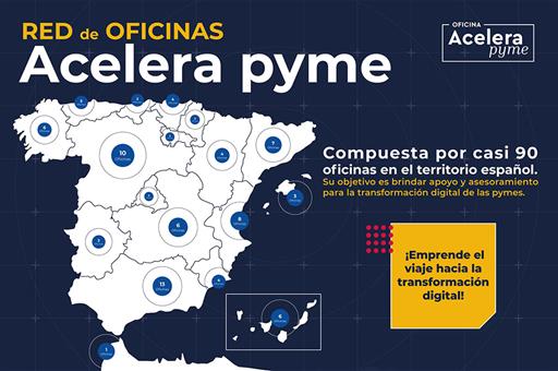 Mapa de España con la red de oficinas de Acelera pyme