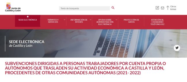 Imagen de la convocatoria en la web de la junta de Castilla y León